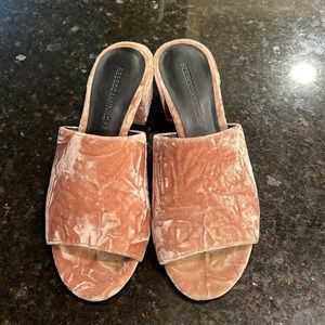 Rebecca Minkoff Pink Velvet Slides - wore once.  Great Condition. $25